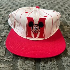 Vintage 90s Mickey Mouse Disney Embroidered SnapBack BaseballHat with Flat Bill